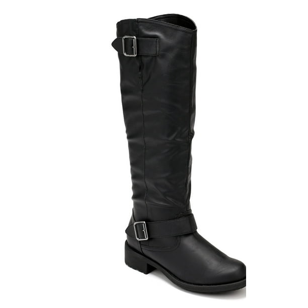 6.5 Qupid Relax-122 Mid Calf Buckle Motorcycle Boots COGNAC 6.5 Qupid Relax-122 Mid Calf Buckle Motorcycle Boots COGNAC